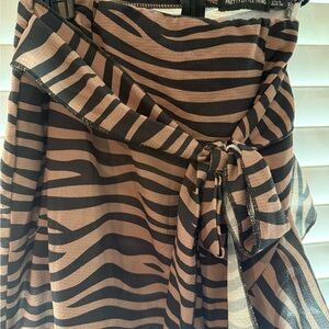 PrettyLittleThing Brown Zebra Print Skirt